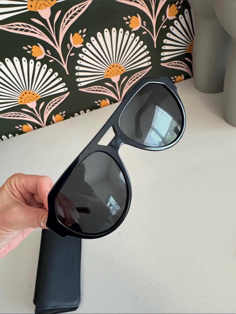 Men’s Dolce & Gabbana Black Shield Sunglasses with Black Case